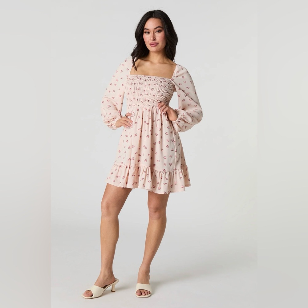 Floral Printed Smocked Ruched Mini Dress - Picture 8 of 10